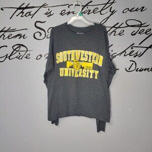 Southwestern University Texas Pirates Gray & Gold Long Sleeve Tee, S